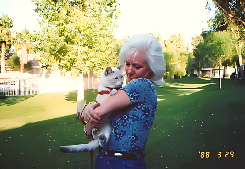 Gail Pope with one of BrightHaven’s animals — a moment of connection and peace.