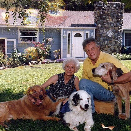 Richard Gail Howard Pepper and Winston in front of BH